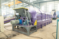 Ligne de recyclage industrielle de fûts métalliques et de déchets dangereux pour grandes usines de production, avec broyeur et concasseur à marteaux pour métaux