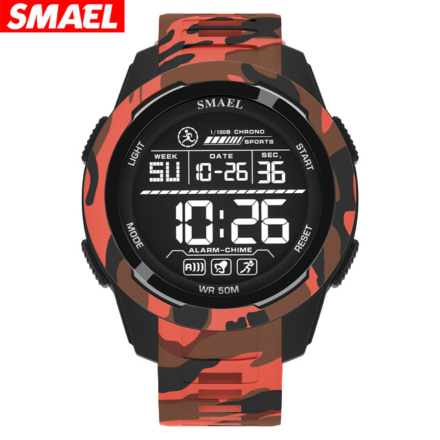 Smael 8105 Man Digital Watch PU Leather Strap Luminous WEEK CALENDAR ALARM REMINDER 12-24 HOUR SYSTEM Sports Watch Design