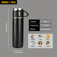 Ensemble cadeau de gourde personnalisée 500 ml en acier inoxydable à double paroi, thermos de luxe, ensemble de bouteilles d'eau isolées, gourde isotherme avec 3 couvercles