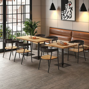 Ensemble Table et Chaises de Repas Professionnel en Bois Massif, Carré, Modèle 1016, pour Salon de Thé, <span class=keywords><strong>Snack</strong></span>, Restaurant, Cantine et Ameublement Domestique - Product Image 3