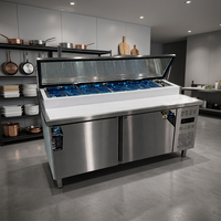 Table de préparation professionnelle en acier inoxydable pour sandwichs, salades, pizzas, avec réfrigérateur intégré pour cuisine