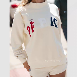 <span class=keywords><strong>Felpa</strong></span> <span class=keywords><strong>Oversize</strong></span> da <span class=keywords><strong>Donna</strong></span> con Collo Alto in Morbido Cotone, Logo Personalizzato, Ricamata, Stile Streetwear - Product Image 6