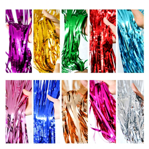 1*2m Lametta-Regenvorhang Folien-Fransenvorhang Geburtstag Hochzeit Bühnenhintergrund Wand Party Ballon Dekoration - Product Image 2