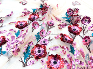 Nigerian <strong>Lace</strong> <strong>Fabric</strong> With Beads <strong>Heavy</strong> Embroidery Bridal 3D <strong>Lace</strong> Beaded <strong>Fabric</strong> <strong>Lace</strong> - Product Image 2