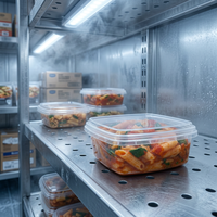 Conteneur alimentaire en gros compatible micro-ondes 500 ml, boîte repas en PP avec couvercle, compatible congélateur, jetable, pour plats à emporter, approvisionnement en vrac