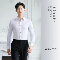 Kemeja Button-Down pria wanita, pakaian bisnis kelas atas lengan panjang elegan musim gugur anti kerut tanpa disetrika