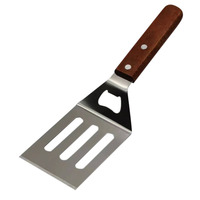 Spatule de cuisine en acier inoxydable avec manche en bois, en stock chez les fabricants, pour plancha, pelle à pizza, retourneur à crêpes et steaks, Jianbing