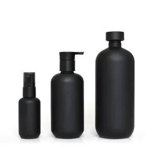 Preto fosco pe frasco de xampu rodada para homens pele shower gel garrafa 150ml 200ml 500ml pe garrafa bomba shampoo