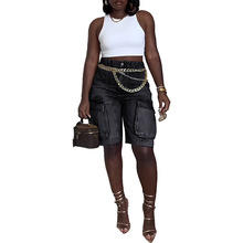 กางเกงยีนส์ขาสั้นผ้ายีนส์ซักขาดๆมีซิปสไตล์ชุดทำงานแฟชั่นใหม่ฤดูใบไม้ผลิฤดูร้อน2025 - Product Image 4