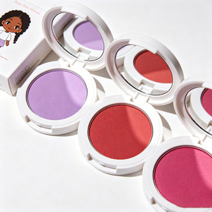 Private Label Round Powder Blush <b>Compact</b> Highly Pigmented Matte Face <b>Makeup</b> With Mirror Custom Logo OEM - Product Image 1