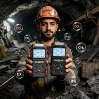 Détecteur de gaz 4-en-1 rechargeable MP400 Premium pour l'analyse de l'air souterrain dans les mines et la détection par les pompiers, O2 CO H2S CH4 EX