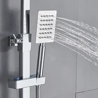 Ensemble complet de colonne de douche noire Acier inoxydable noir mat Ensemble de colonne de douche à effet pluie simple eau froide 2 fonctions