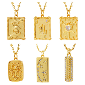 Collar con Colgante de Carta del Tarot Chapado en Oro de 18K de Alta Calidad, Talismán de Ojo de Sol Moderno para Mujeres, Regalo - Product Image 1