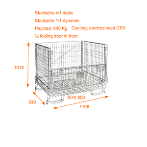 1198x939xh1018mm מגולוון מחזור מתכת מתקפלת - Product Image 2
