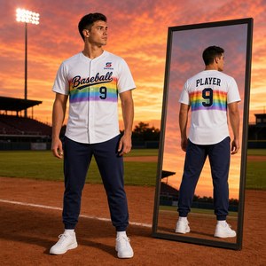Maillot de baseball personnalisé en gros – Impression dégradée spectrale, séchage rapide, respirant, boutonné, en polyester, sublimation, pour équipe - Product Image 1