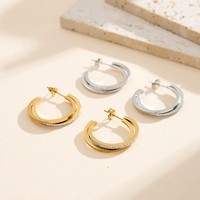 Pendientes de Aro Multi-Bucle con Circonita Cúbica Impermeables, Hipoalergénicos, de Acero Inoxidable, para Uso Diario, para Mujer