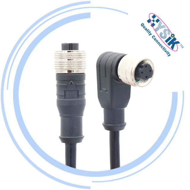 IP67 Waterproof PVC PUR Male Female M12 Connector 2 3 4 5 6 8 12 17 Pin a B D X S K Coding Cables