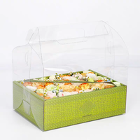 Luxe elegante 1mm transparante gouden folie matte laminatie reliëfdruk recycleerbare stevige doos voor het serveren van fruit, dessert, cake, sushi, kaarsen, familiegebruik