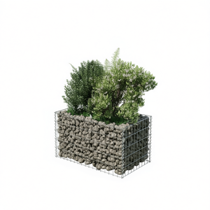 Jardinière surélevée en gabion d'acier galvanisé argenté pour légumes, usage extérieur - Product Image 1