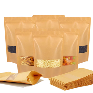 Custom Reusable Brown Flat 3 Side Seal Food Grade Packaging Kraft Paper <b>Pouch</b> Biscuit Food Candy Chewing Gum Storage Ziplock Bag - Product Image 6