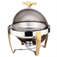 Vente en gros d'usine - Réchaud de buffet d'hôtel rond en acier inoxydable avec couvercle intégral et fonction de conservation de la chaleur, couleur argent/or