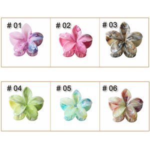 Pince à <span class=keywords><strong>cheveux</strong></span> coréenne en plastique, motif fleur, forme requin, 8 cm, finition marbre <span class=keywords><strong>lisse</strong></span>, pour filles et femmes - Product Image 5
