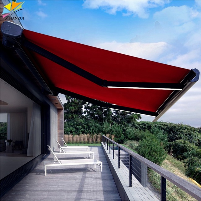 Remote Control Retractable Awning Full Cassette Patio Awnings Motorized Customized Outdoor Retractable Awnings