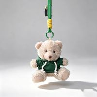Porte-clés ours en peluche mignon de dessin animé, breloque ours en peluche 3D avec capuche, pendentif animal en peluche doux, décoration de sac à dos, cadeau pour ami