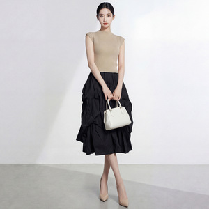 PY 2026 Novedades Vestido Midi de Contraste de Moda para Mujer, Conjunto Plisado Fruncido Holgado Informal, Ropa de Tallas Grandes al por Mayor - Product Image 6