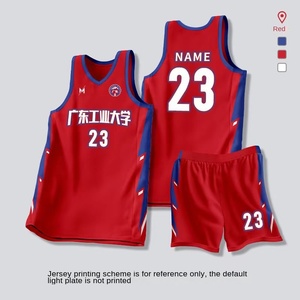 Nouvel ensemble d'uniformes de basketball en jersey style américain à séchage rapide en mesh pour hommes et femmes, idéal pour les matchs d'équipe universitaires, l'entraînement à niveau de village et la ligue. - Product Image 1