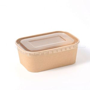 Ciotole en papier rectangulaire chinoise jetable avec logo imprimé et couvercle pour nouilles et salades - Product Image 6