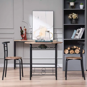 3 pezzi <span class=keywords><strong>marrone</strong></span> moderno <span class=keywords><strong>tavolo</strong></span> da pranzo 2 sedie Set per <span class=keywords><strong>cucina</strong></span> balcone ristorante Bar mobili salvaspazio per sala da pranzo - Product Image 6