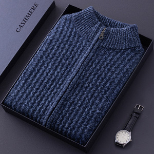 Tốt Nhất Bán Chất Lượng Cao Cashmere Áo Len Người Đàn Ông Mùa Đông Dày Ấm Thanh Lịch Dây Kéo Đan Cardigan Len Áo Len - Product Image 3