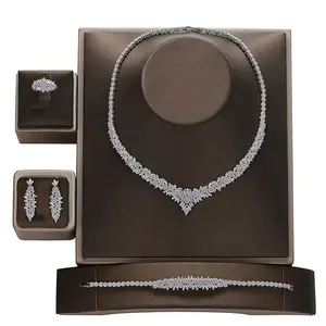 Echsio 3A CZ Zircon Luxury Copper Bridal Jewel For Glee feast l 4 Pieces Jewelry Set Bridal Wedding Jewelry Set Wholesale CN1794