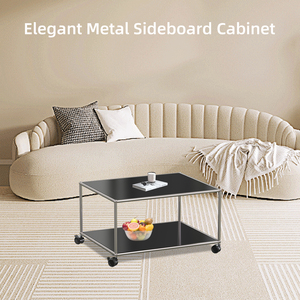 Bàn bên di động màu đen, Bàn cà phê và đồ nội thất bằng kim loại bằng thép không gỉ tùy chỉnh cá nhân cho phòng khách - Product Image 4
