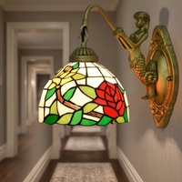 Applique murale LED en verre teinté de 8 pouces, design fleurs et feuilles, luminaire pour salon, escalier, couloir, chambre à coucher