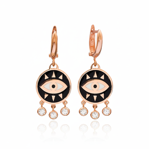 Boucles d'oreilles en émail Design Eye Vente en gros Bijoux en argent sterling 925 fabriqués à la main turcs - Product Image 2