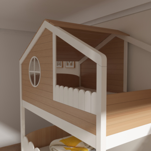 Cama litera tipo casa en el árbol personalizable con ventana, escalera de almacenamiento, barandillas, cama infantil todo en uno para dormir, jugar y guardar - Product Image 2