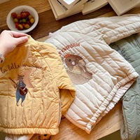 Veste de baseball matelassée en laine mélangée à imprimé de dessin animé pour l'automne et l'hiver avec rembourrage en coton à 90% pour enfants unisexes de 1 à 7 ans