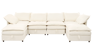 โซฟาเบดแบบโมดูลาร์ 6 ชิ้น Mirod Versatile พร้อมที่เก็บของ, เบาะรองนั่งสองชั้นแบบหนังเทียมทันสมัย, ดีไซน์ที่สะดวกสบายและทนทาน - Product Image 6