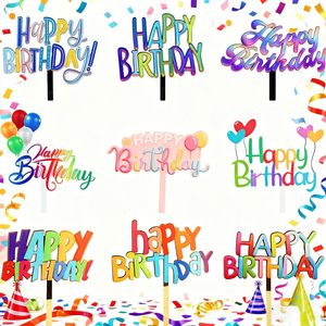 Decorazione per Torta <span class=keywords><strong>di</strong></span> <span class=keywords><strong>Compleanno</strong></span> alla Moda, Lettere in Acrilico Colorato UV con Stampa Colorata 'Happy Birthday', Regalo dal Produttore - Product Image 1