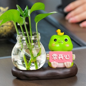Creative Frog Hydroponic Vase Transparent Glass Round <b>Tabletop</b> Decor For Office Desk Home Floral Display Eco Friendly Gift - Product Image 1