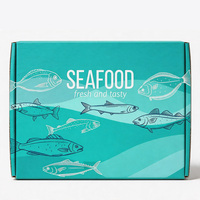 Boîte à fruits de mer ondulée turquoise personnalisée avec logo, résistante à l'humidité, de qualité alimentaire, pour livraison à emporter