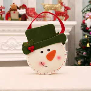 Сумка для новогодней вечеринки, с круглым дном, с рисунком Санта-Клауса, снеговика и лося
