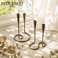 Flolenco – Chandelier en métal courbé bronze antique, forgé à la main, avec base spirale, pour décoration de table de salle à manger