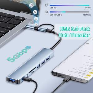 Hub USB C haute vitesse SYONG 3.0, répartiteur USB 8-en-1, extension USB avec 4 ports USB, port auxiliaire 3,5 mm, lecteur de cartes SD/TF, plug and play - Product Image 3