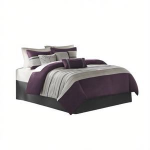 Set Copripiumino Moderno a Righe 7 Pezzi in Microfibra con Imbottitura in Poliestere Lavabile in Lavatrice per Casa e Camera da Letto - Product Image 1