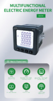 Medidor de Energía Digital Trifásico Multifunción con Pantalla LCD ES72Y, Comunicación RS485 Modbus-RTU, Precisión 0.5, Armónicos del 2° al 31°