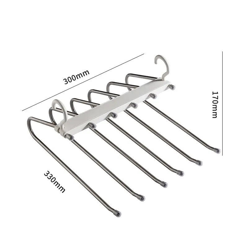 Stainless Steel S Shaped Trousers Hanger Household Wardrobe Storage Trousers Folding Clip Telescopic Trousers Hanger