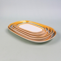 Assiette rectangulaire dorée en mélamine, incassable, durable, écologique, sans BPA, résistante au lave-vaisselle, très vendue
